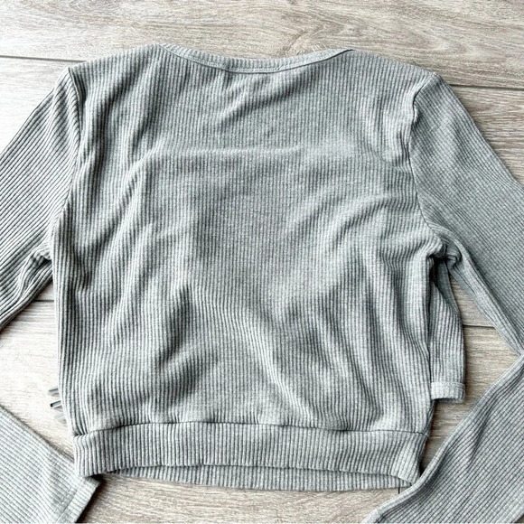 Cinder Long Sleeve  Buckle Top in Grey - Picture 14 of 14